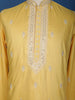 Yellow Floral Embroidery Cotton Kurta Set With Pant
