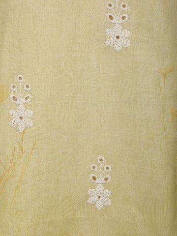 Yellow Floral Embroidery Cotton Salwar Suit - Diadem
