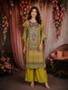Yellow Floral Printed Cotton Kaftan Suit