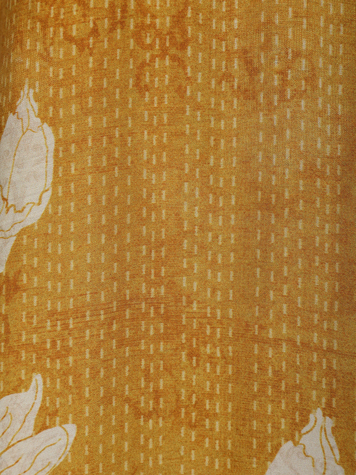 Yellow Floral Printed Cotton Kurti - Diadem