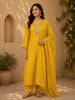 Yellow Floral Sequins Design Cotton Salwar Suit