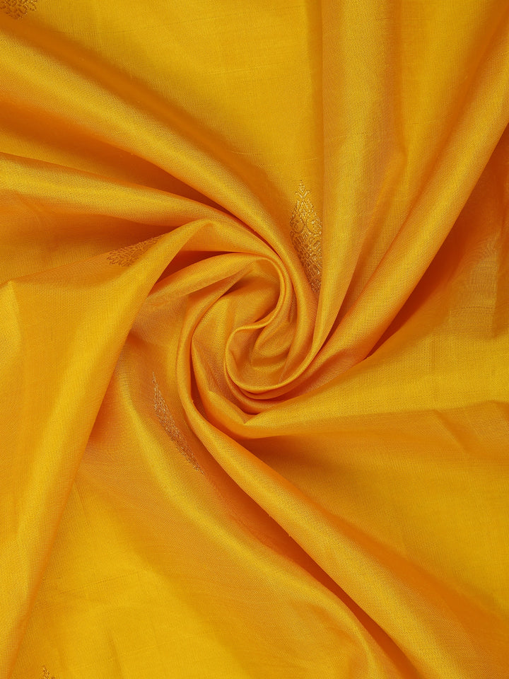 Yellow Floral Woven Pure Kanchipuram Silk Saree - Diadem