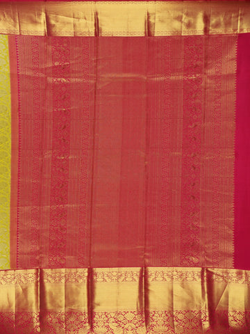 Yellow Floral Woven Pure Kanchipuram Silk Saree - Diadem