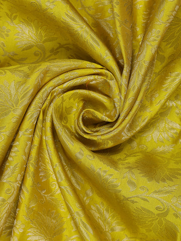 Yellow Floral Woven Pure Kanchipuram Silk Saree - Diadem