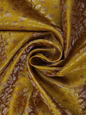 Yellow Floral Woven Pure Kanchipuram Silk Saree - Diadem