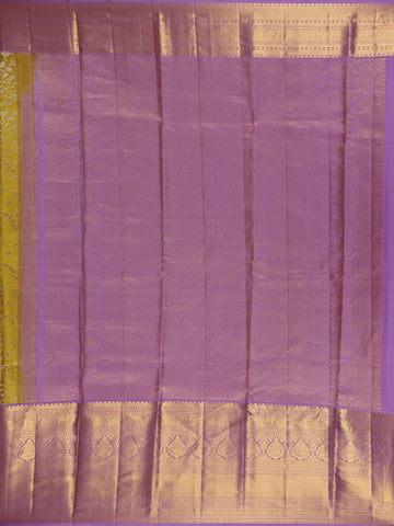 Yellow Floral Woven Pure Kanchipuram Silk Saree - Diadem