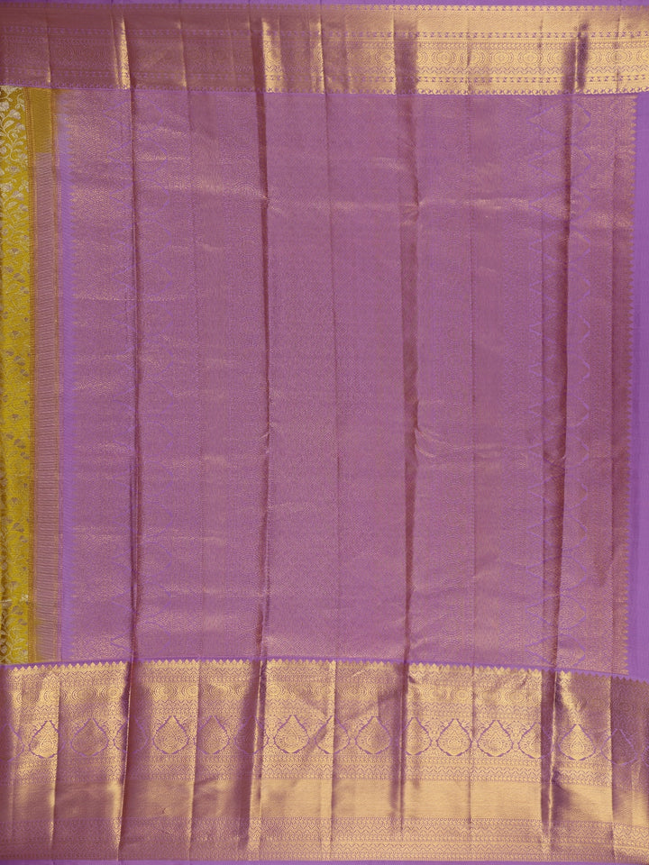 Yellow Floral Woven Pure Kanchipuram Silk Saree - Diadem