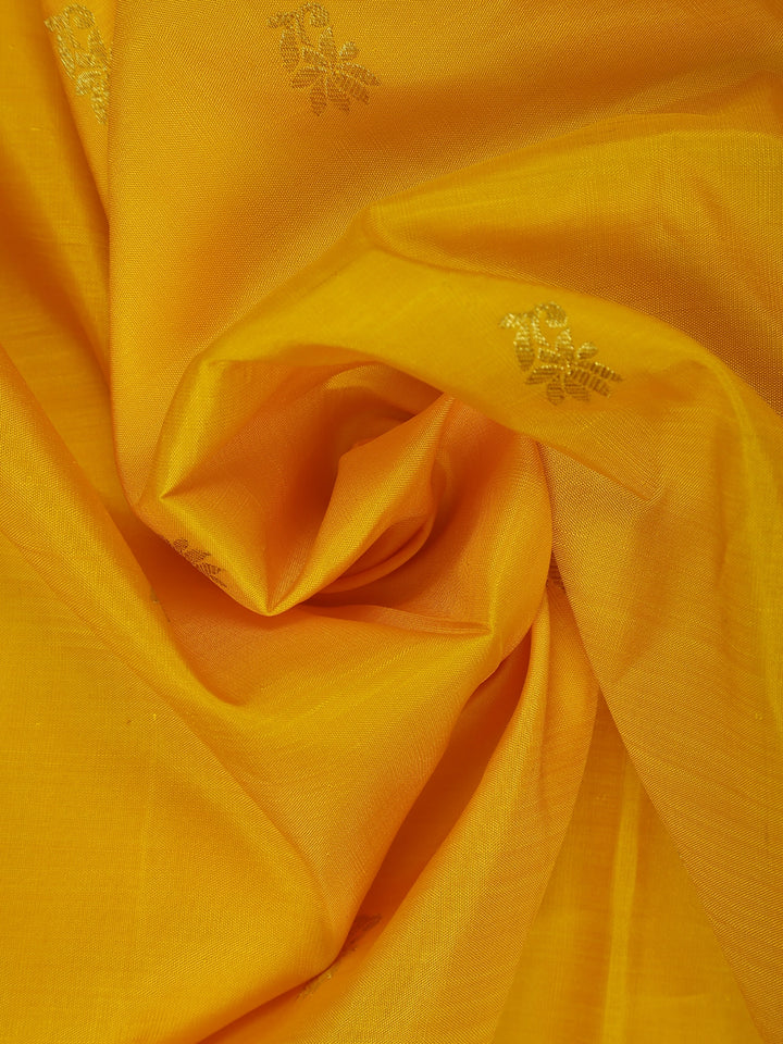 Yellow Floral Woven Pure Kanchipuram Silk Saree - Diadem