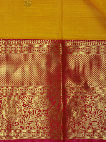 Yellow Floral Woven Pure Kanchipuram Silk Saree - Diadem