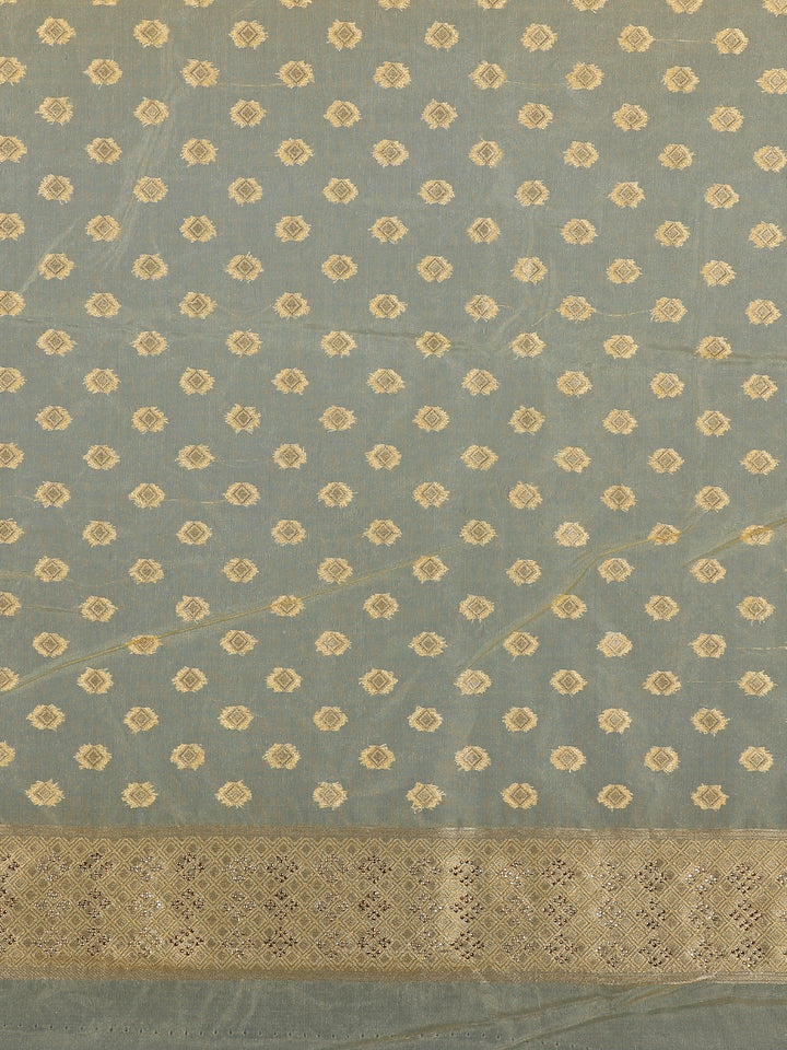Yellow Floral Zari Sequin Embellishment Organza Saree - Diadem
