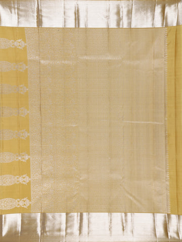 Yellow Floral and Leaf Woven Pure Kanchipuram Silk Saree - Diadem