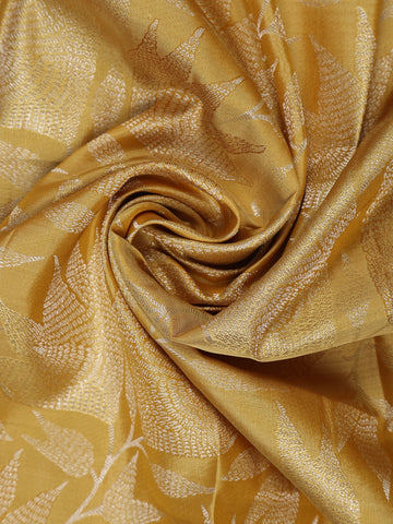 Yellow Floral and Leaf Woven Pure Kanchipuram Silk Saree - Diadem