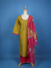 Yellow Floral Designed Cotton Salwar Suit - Diadem