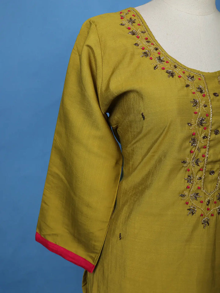 Yellow Floral Designed Cotton Salwar Suit - Diadem