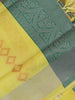 Yellow Geometric Diamond Designed Silk Saree - Diadem