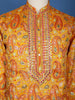 Yellow Paisley And Sequins Embroidery Semi silk Kurta Set With Pant