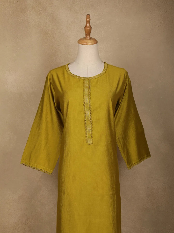 Yellow Plain Cotton Rayon Kurti - Diadem