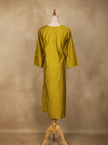 Yellow Plain Cotton Rayon Kurti - Diadem