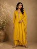 Yellow Embroidered Semi Silk Salwar Suit
