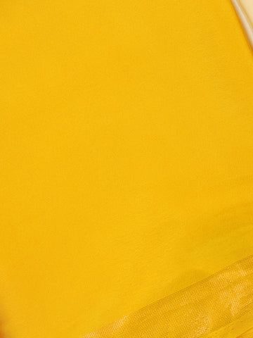 Yellow Solid Design Satin Saree - Diadem