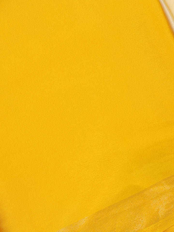 Yellow Solid Design Satin Saree - Diadem