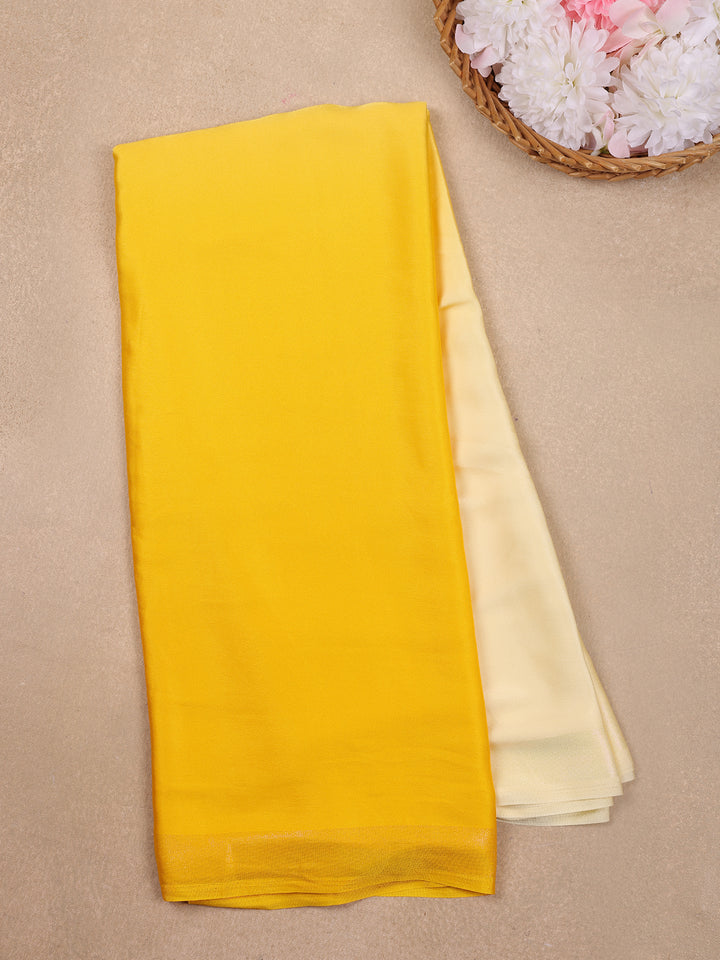 Yellow Solid Design Satin Saree - Diadem