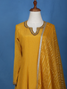 Yellow Solid Zardosi Worked Semi Silk Salwar Suit