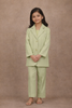 Light Green Solid Single-Breasted Blazer With Flap Pockets
