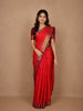 Reddish Orange Butta Woven Pure Kanchipuram Silk Saree