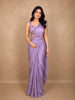 Light Purple Solid Design Georgette Ready To Wear Saree with Designer Blouse