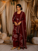 Deep Maroon Floral Printed Design Cotton Salwar Suit with Dupatta
