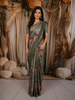 Turquoise Green Floral Vine Woven Design Pure Tussar Saree with Zari Border