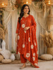 Orange Floral Printed Cotton Salwar Suit with Dupatta