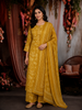 Mustard Yellow Floral Printed Design Cotton Straight Cut Salwar Suit with Dupatta