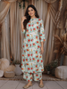 Off White Floral Printed Design Cotton Salwar Suit