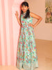 Aqua Green Floral Printed Gown - Diadem