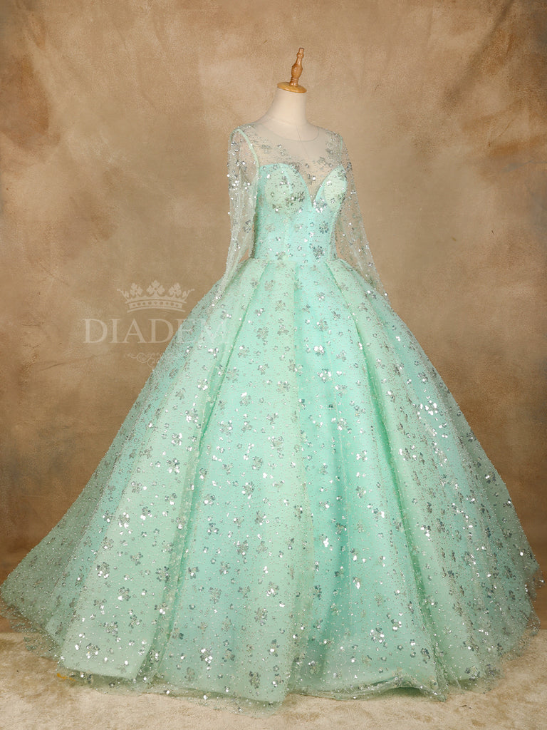 Aqua Green Net Ball Gown