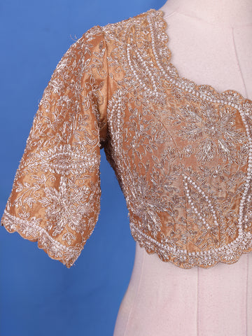 Orange Floral and Paisley Designed Tissue Organza Saree - Diadem