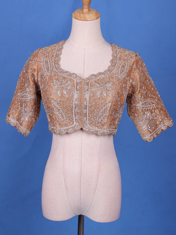 Orange Floral and Paisley Designed Tissue Organza Saree - Diadem