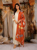 Ivory Floral Printed Cotton Salwar Suit with Rust Printed Dupatta
