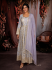 Light Blue Sequins and Zari Embroidered Design Tissue Silk Anarkali Salwar Suit with Dupatta
