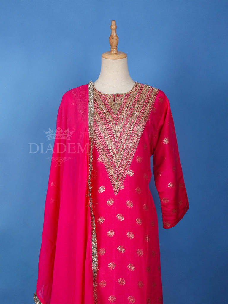 Banarasi Palazzo Suit Notch Neck