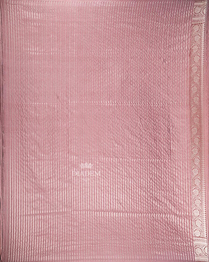 Onion Pink Floral Designed Bridal Banarasi Silk Saree - Diadem