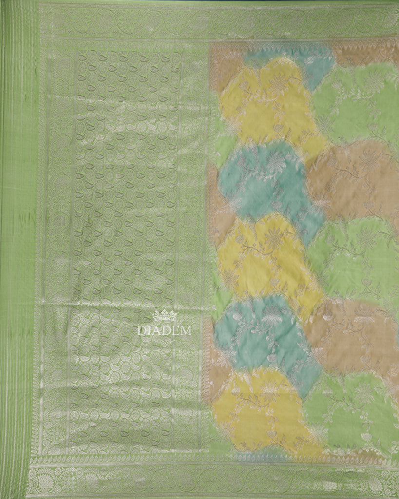 Banarasi Silk Saree Pista Green Floral