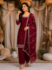 Deep Wine Butta Zari Embroidered Design Silk Salwar Suit with Dupatta