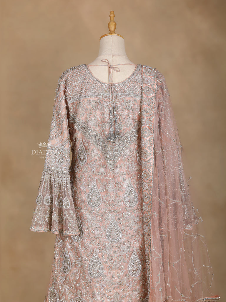 Bell Sleeve Net Dupatta Pale Pink