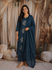 Peacock Blue Traditional Butta Printed Design Cotton Salwar Suit with Dupatta
