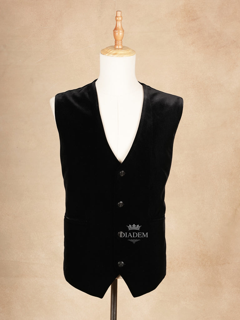 Black Coat Suit Velvet Embroidery