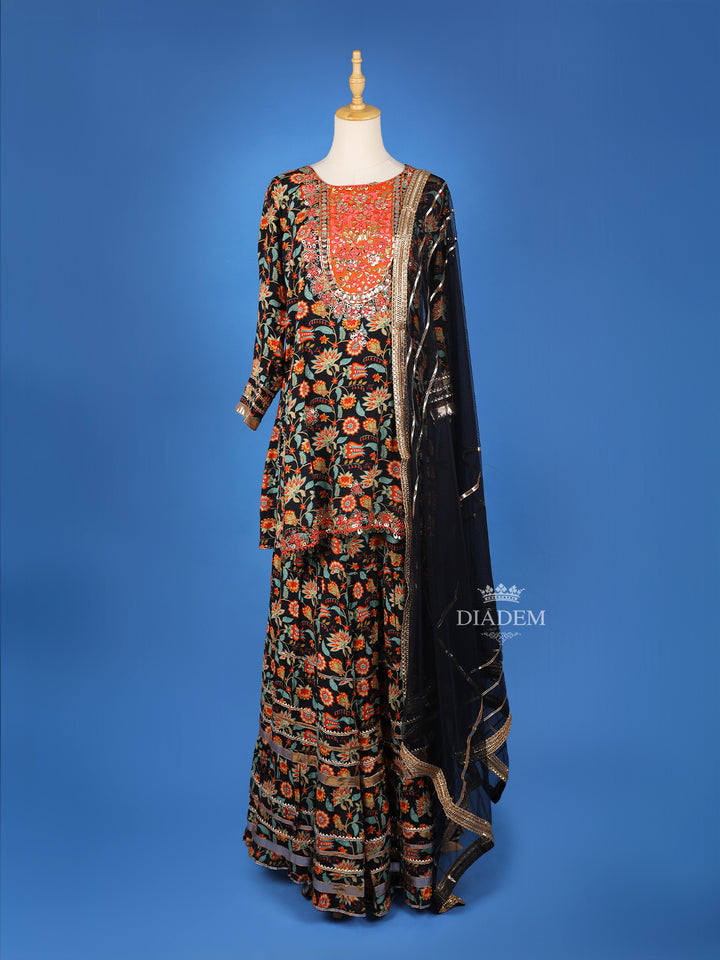 Black Cotton Sharara Set