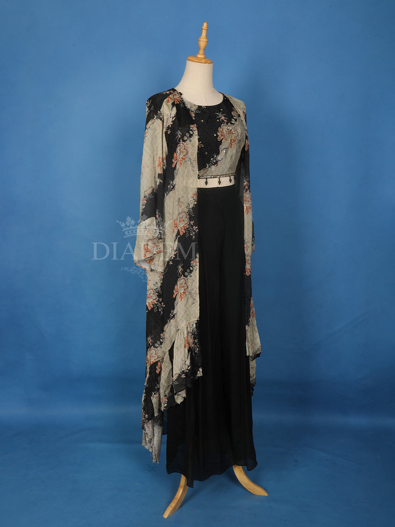 Black Crepe Palazzo Suit